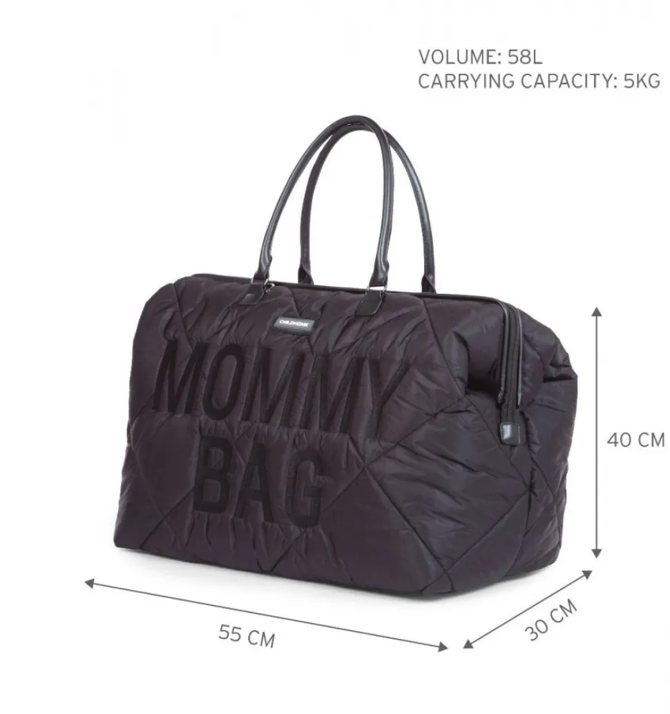 Sac à langer mommy bag matelassé noir