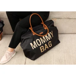 Sac à langer mommy bag noir et or