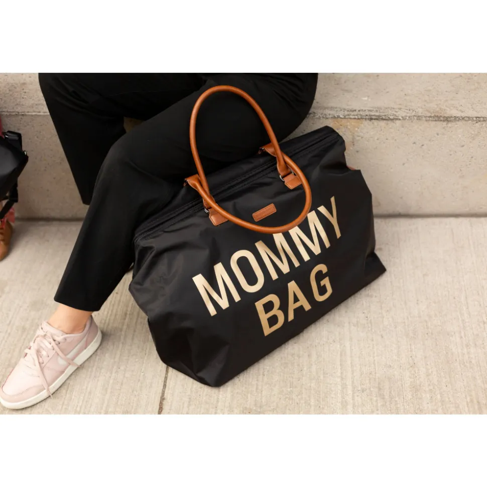 Sac à langer mommy bag noir et or