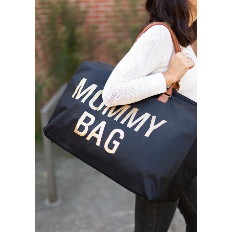 Sac à langer mommy bag noir et or