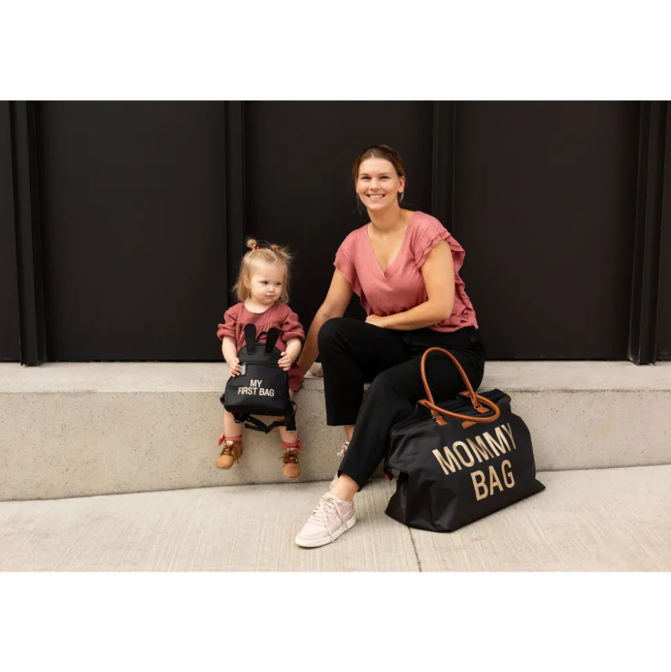 Sac à langer mommy bag noir et or
