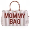 Sac à langer mommy bag rayures nude et terracotta
