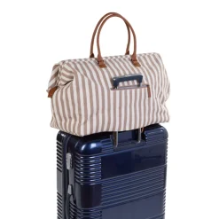 Sac à langer mommy bag rayures nude et terracotta