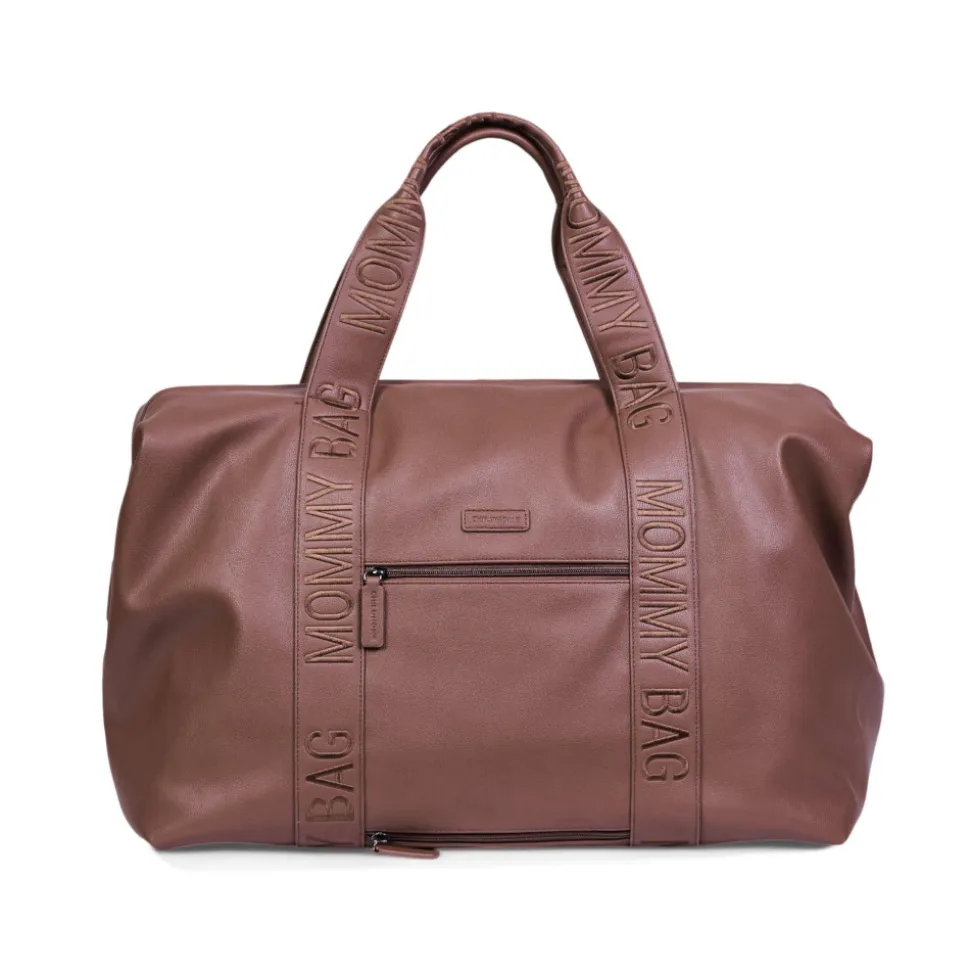 Sac à langer mommy bag signature simili cuir marron foncé