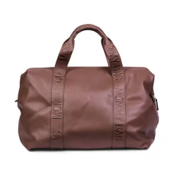 Sac à langer mommy bag signature simili cuir marron foncé