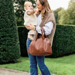Sac à langer mommy club signature simili cuir marron foncé