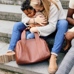 Sac à langer mommy club signature simili cuir marron foncé