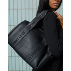 Sac à langer mommy club signature simili cuir noir