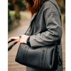 Sac à langer mommy club signature simili cuir noir