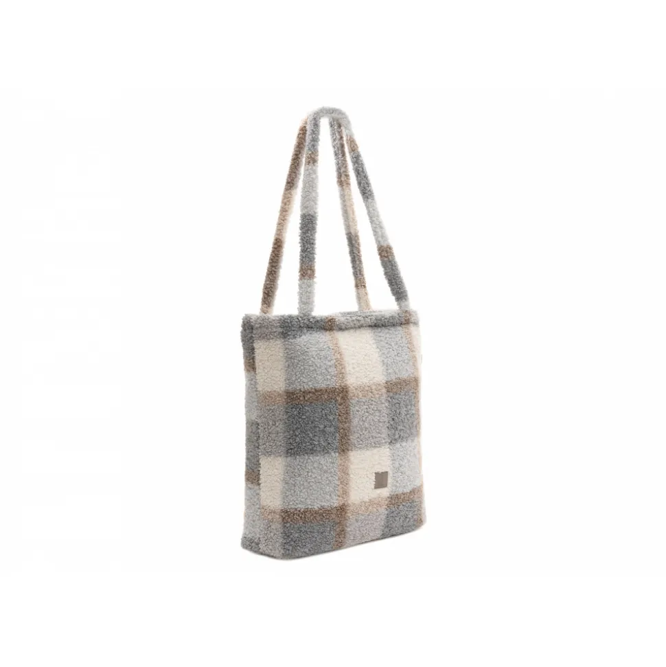 Sac à langer shopper bouclette carreaux