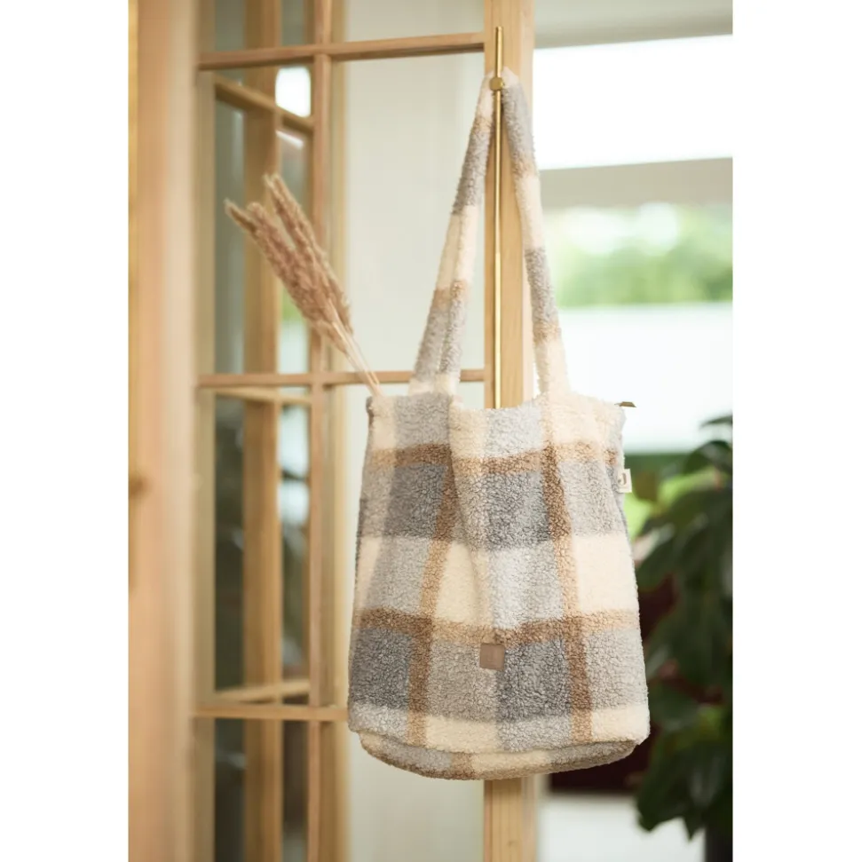 Sac à langer shopper bouclette carreaux