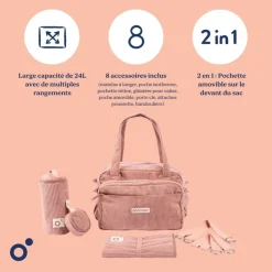 Sac à langer velours côtelé fluffy corduroy corail