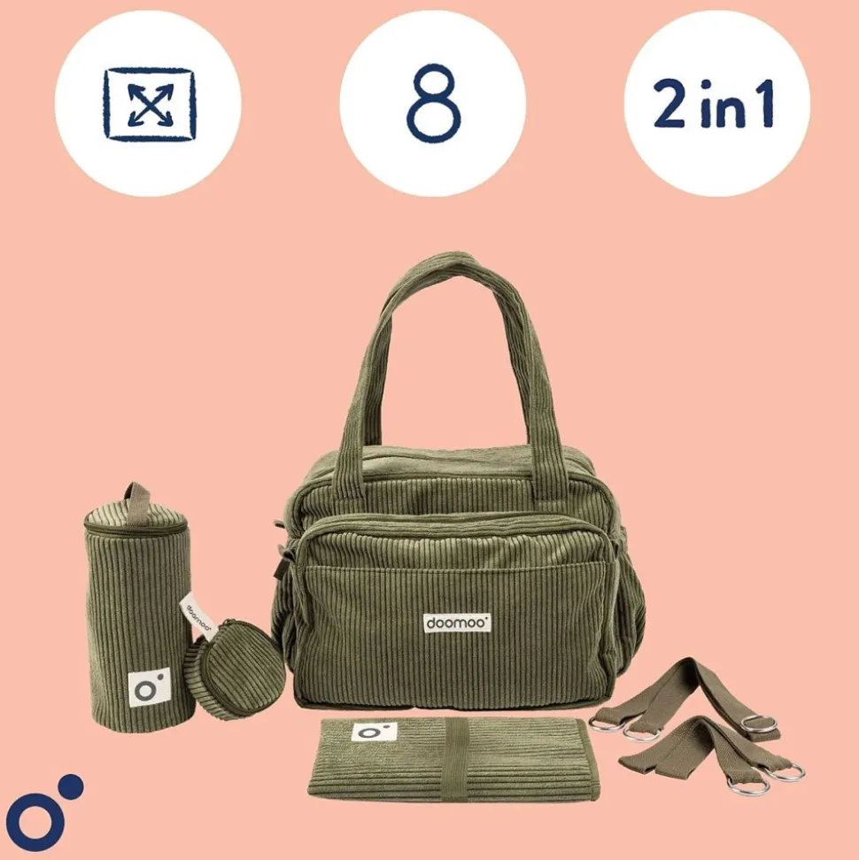 Sac à langer velours côtelé fluffy corduroy kaki