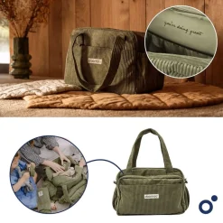 Sac à langer velours côtelé fluffy corduroy kaki