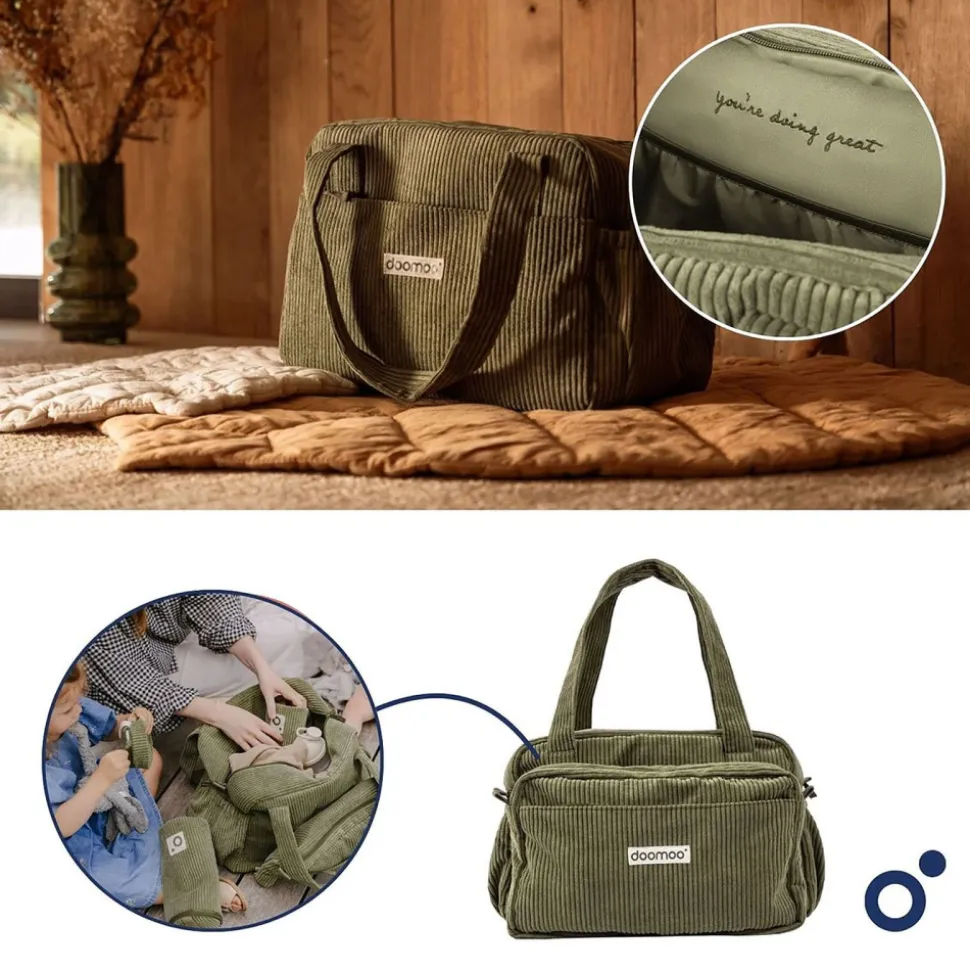 Sac à langer velours côtelé fluffy corduroy kaki