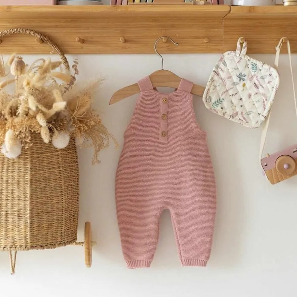 Salopette maille vieux rose 1-3 mois