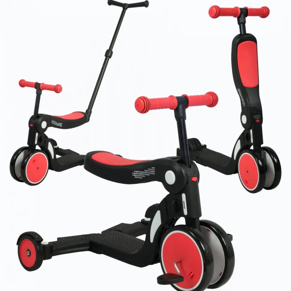 Scootizz, draisienne évolutive 5 en 1 avec barre de poussée adulte rouge