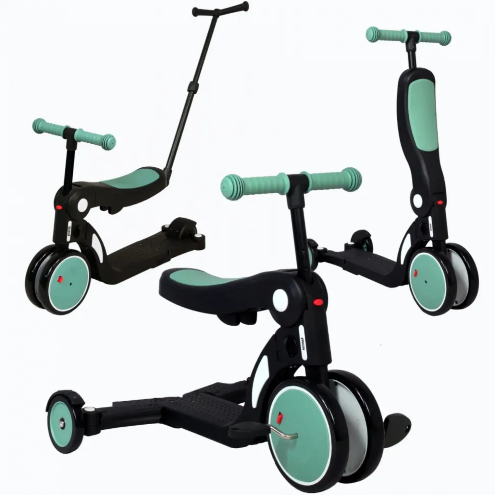 Scootizz,draisienne évolutive 5 en 1 avec barre de poussée adulte verte