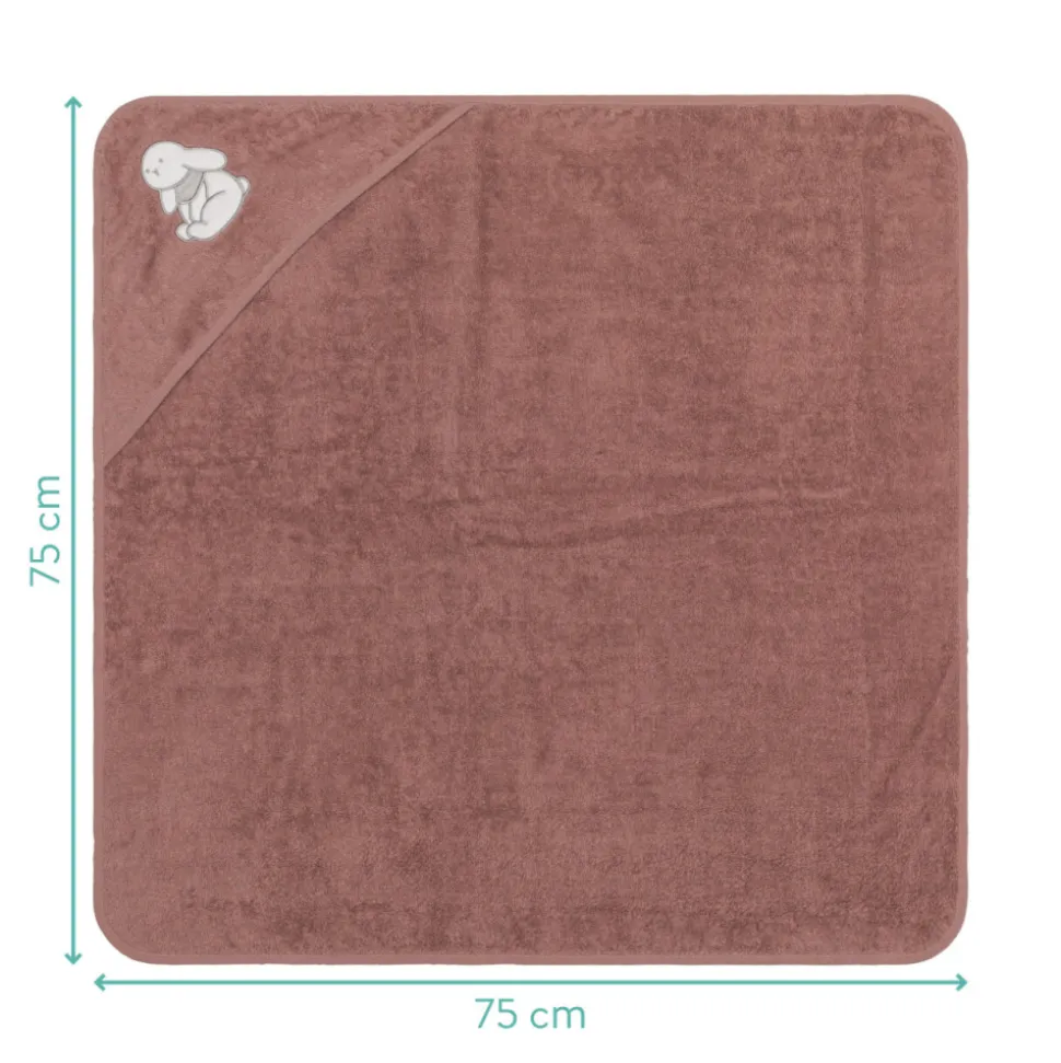 Serviette de bain à capuche 75x75 cm, rose lapin