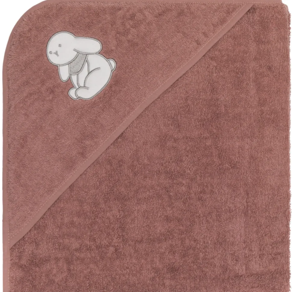 Serviette de bain à capuche 75x75 cm, rose lapin