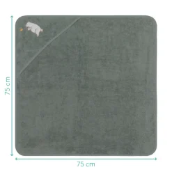 Serviette de bain enfant à capuche 75x75 cm, ours vert