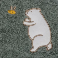 Serviette de bain enfant à capuche 75x75 cm, ours vert