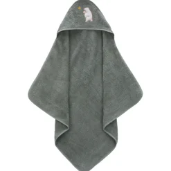 Serviette de bain enfant à capuche 75x75 cm, ours vert