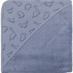Serviette de bain enfant à capuche 75x75 cm, bleu dinosaure