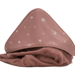 Serviette de bain enfant à capuche 75x75 cm, rose pissenlit