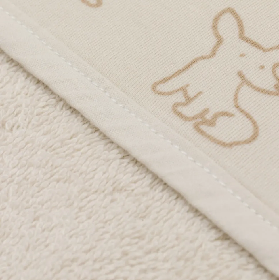 Serviette de bain enfant à capuche 75x75 cm, chien beige