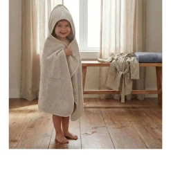 Serviette de bain enfant à capuche 75x75 cm, bello beige