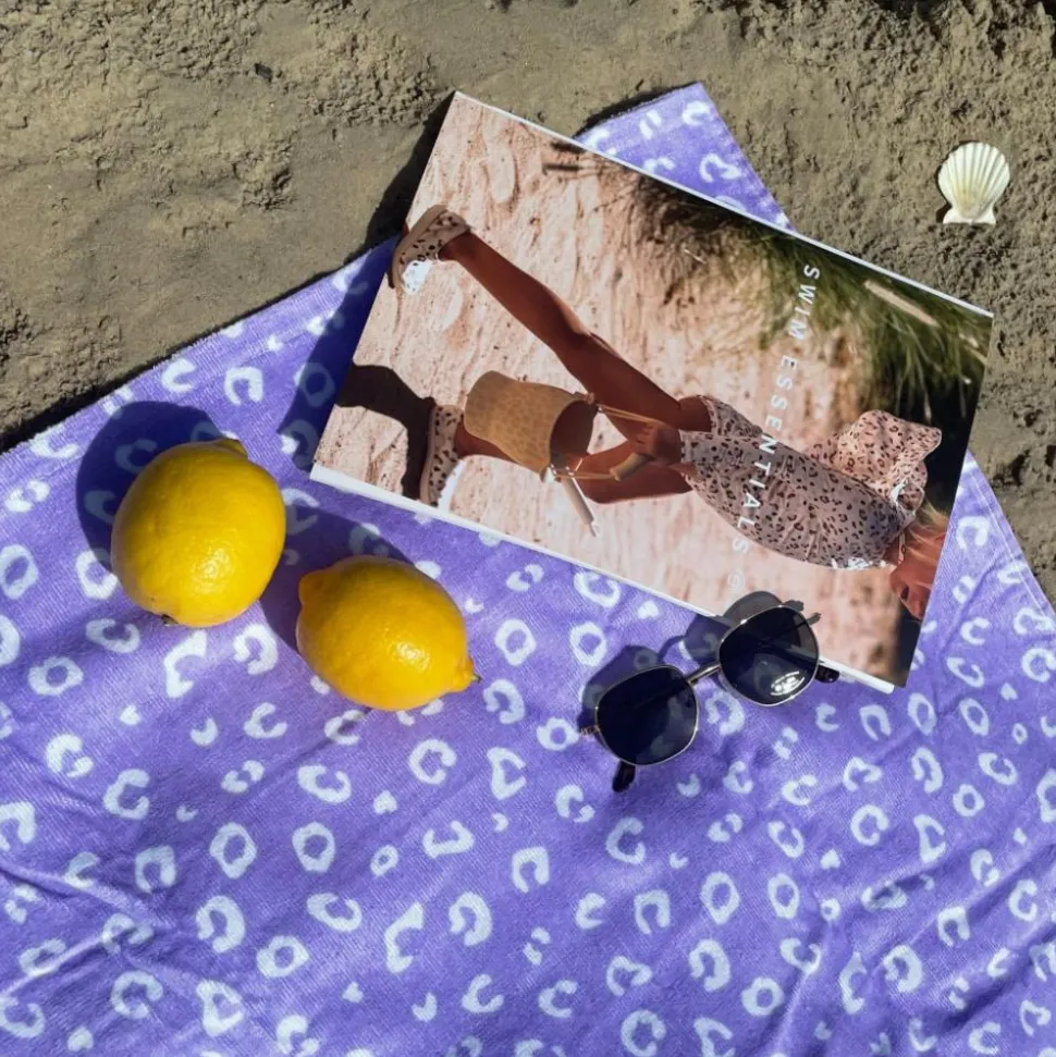 Serviette de plage coton 135 x 65 cm - léopard lila