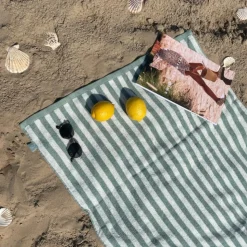 Serviette de plage coton 180 x 90 cm - rayures vertes