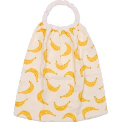 Serviette élastique enfant double gaze de coton bananes/ ivoire
