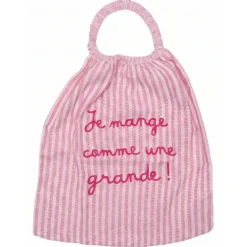 Serviette élastique enfant gaze de coton comme une grande rayé vieux rose