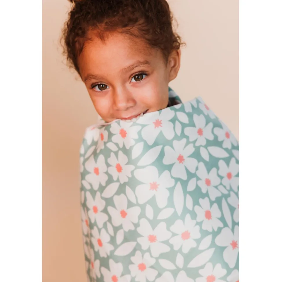 Serviette microfibre 180x90 cm - fleurs vertes
