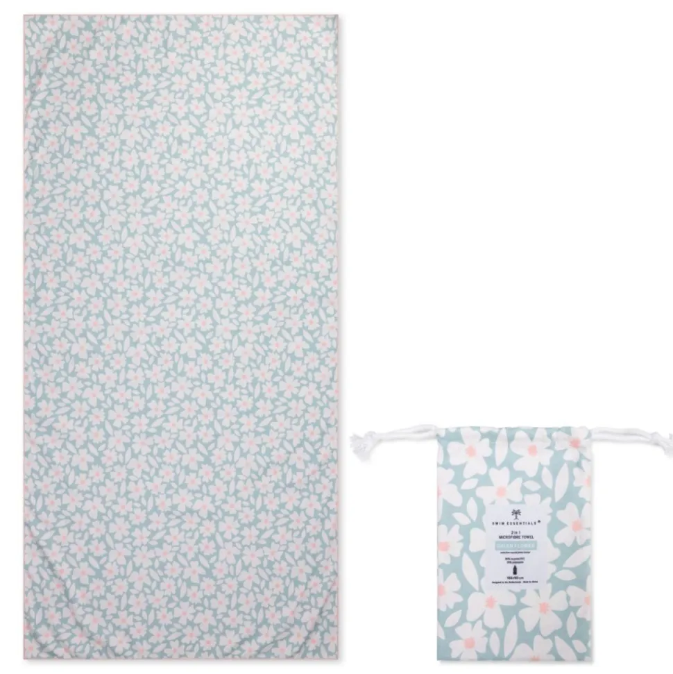 Serviette microfibre 180x90 cm - fleurs vertes