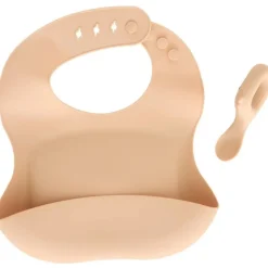 Set bavoir et cuillère yum - beige