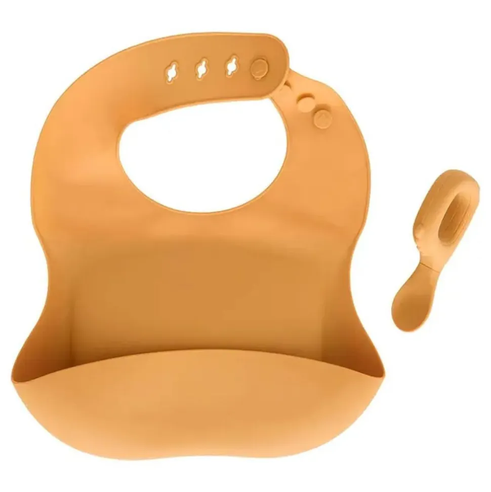 Set bavoir et cuillère yum - ocre