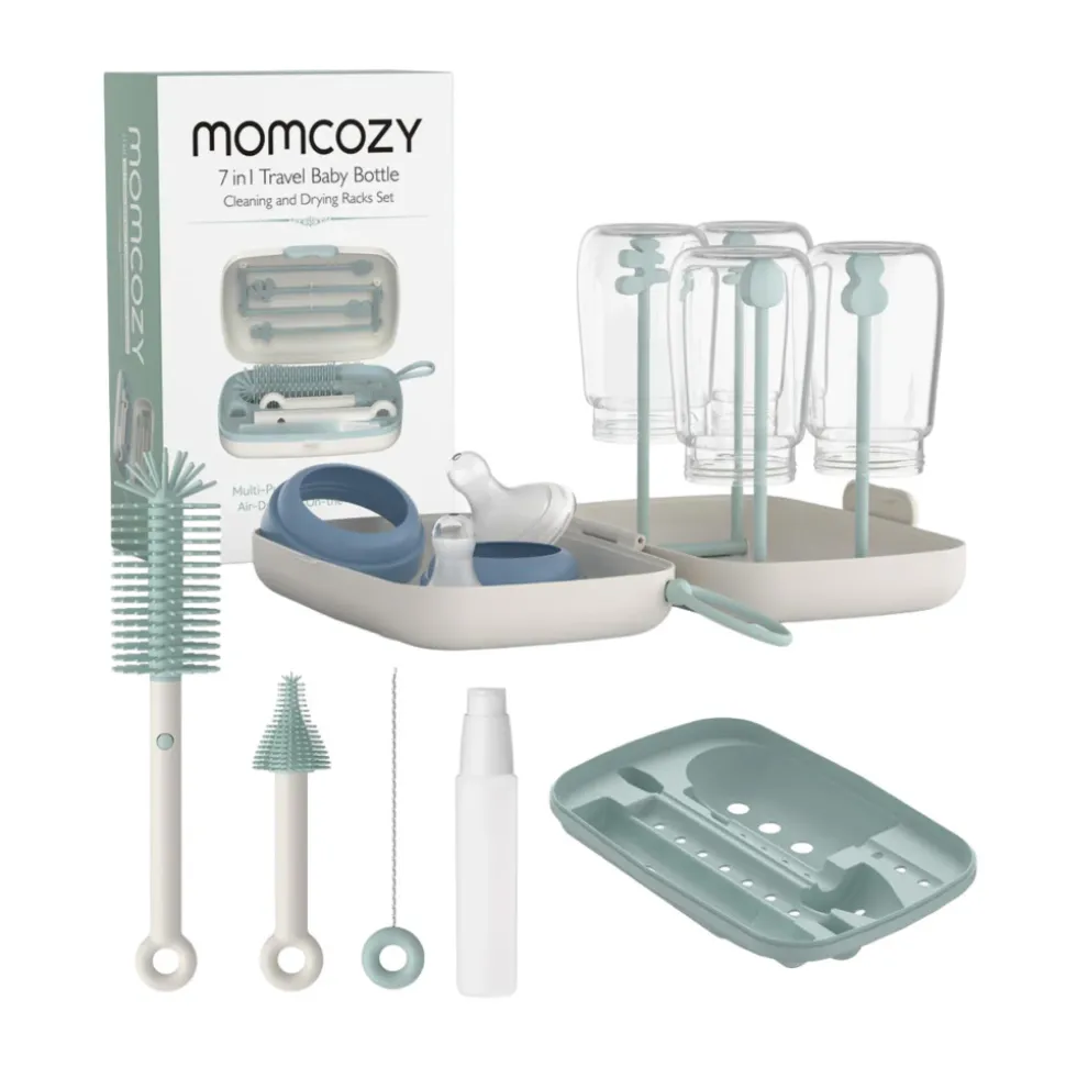 Set de brosses de nettoyage pour biberons avec égouttoir de voyage