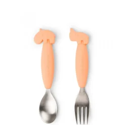Set de 2 couverts easy-grip deer friends corail