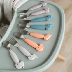 Set de 2 couverts easy-grip deer friends bleu