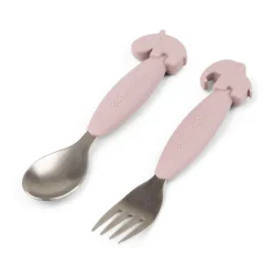 Set de 2 couverts easy-grip deer friends rose