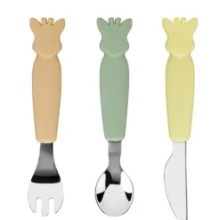 Set de 3 couverts en silicone pastel sophie la girafe
