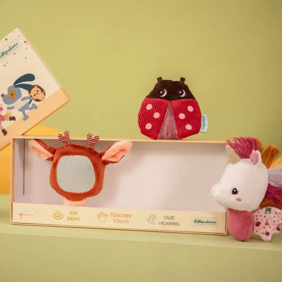 Set de 3 hochets sensoriels lena la licorne