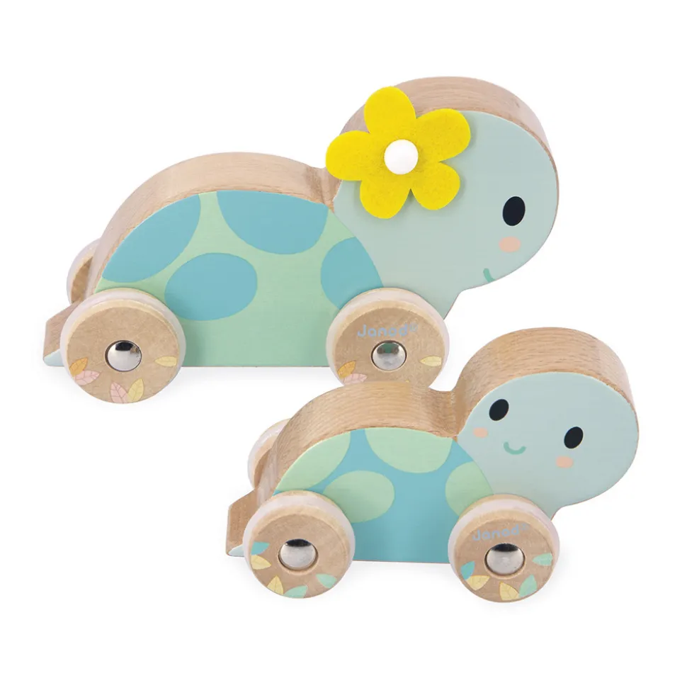 Set de jouet en bois 2 tortues à pousser pure