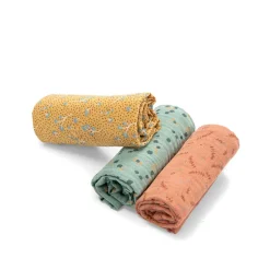 Set de 3 langes imprimés - trois petits lapins