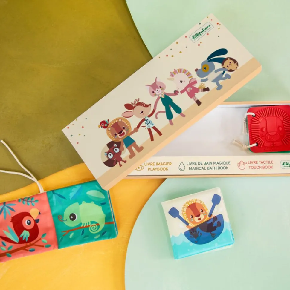 Set de 3 livres sensoriels pour bébé jungle