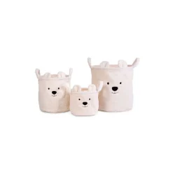 Set de 3 paniers de rangement teddy écru