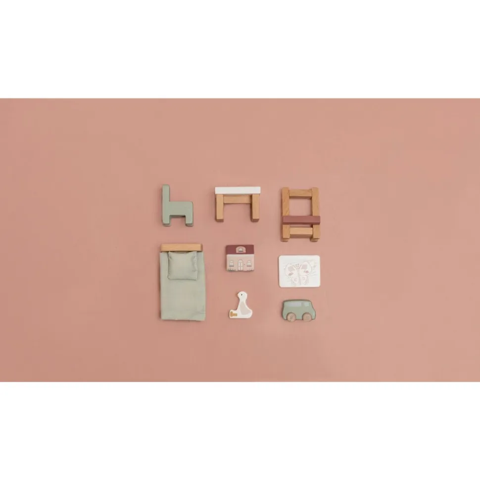 Set de 7 pièces de chambre d'enfant pour maison de poupée fsc